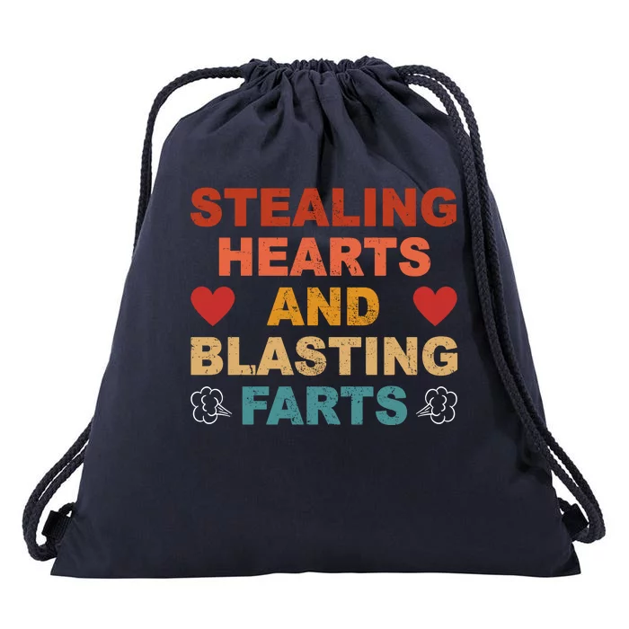 Stealing Hearts And Blasting Farts Funny Valentines Day Drawstring Bag