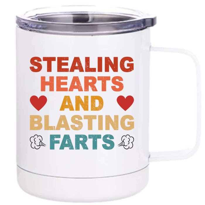 Stealing Hearts And Blasting Farts Funny Valentines Day Front & Back 12oz Stainless Steel Tumbler Cup