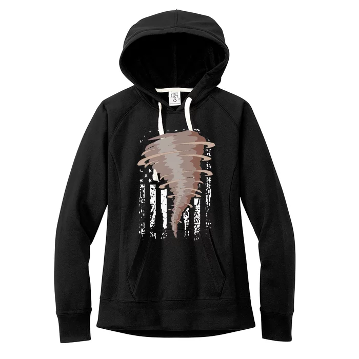 Storm Hunter American Flag Storm Chaser Tornado Gift Women's Fleece Hoodie