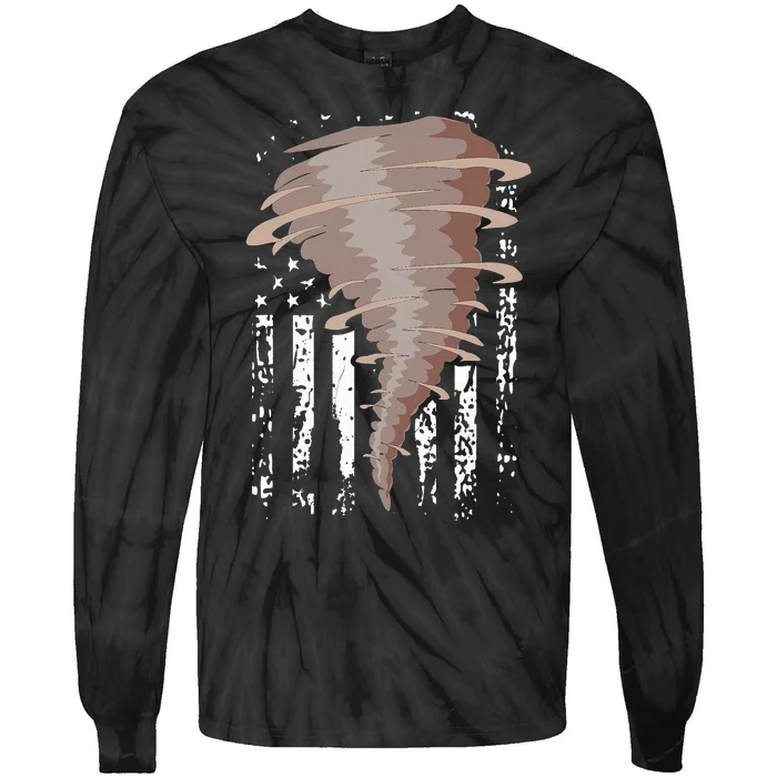 Storm Hunter American Flag Storm Chaser Tornado Gift Tie-Dye Long Sleeve Shirt