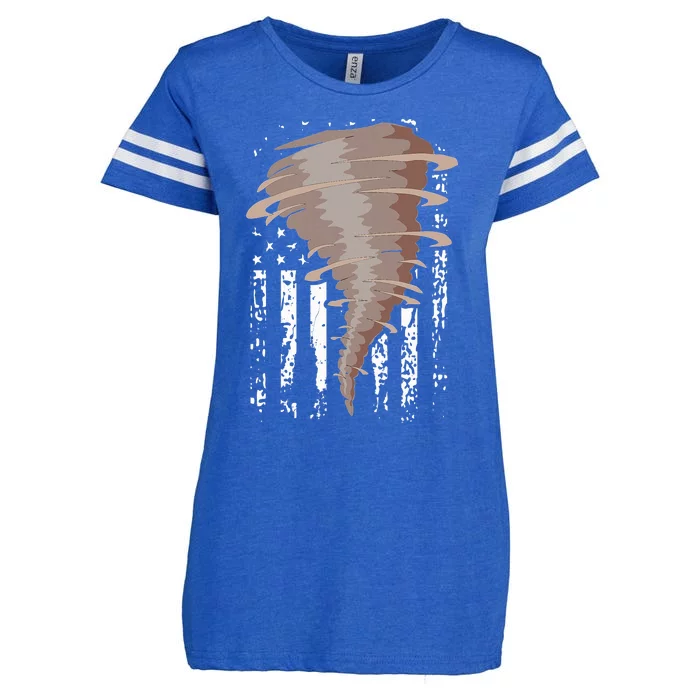 Storm Hunter American Flag Storm Chaser Tornado Gift Enza Ladies Jersey Football T-Shirt