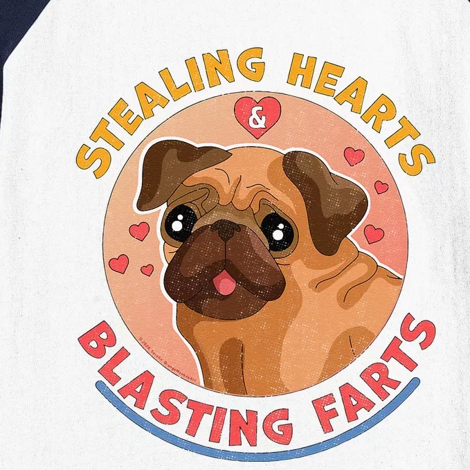 Stealing Hearts And Blasting Farts Dog Pug Valentines Day Baseball Sleeve Shirt