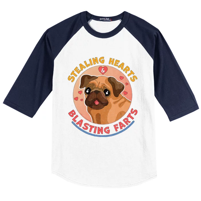 Stealing Hearts And Blasting Farts Dog Pug Valentines Day Baseball Sleeve Shirt