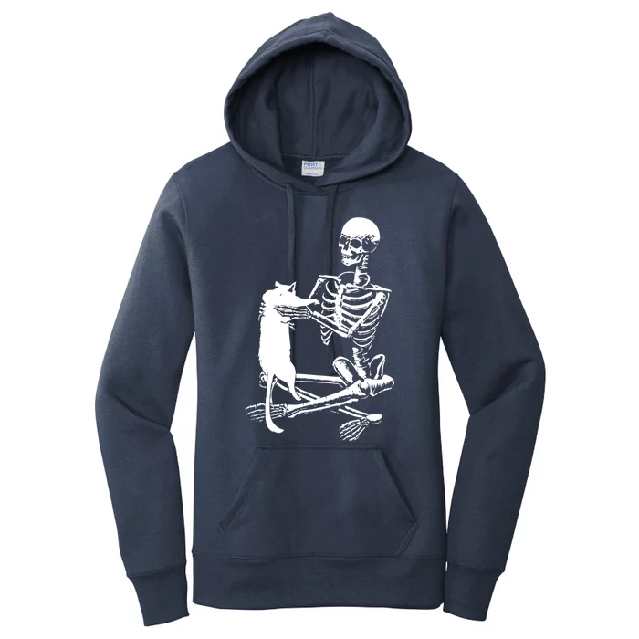 Skeleton Holding A Cagift Lazy Halloween Costume Skull Cool Gift Women's Pullover Hoodie