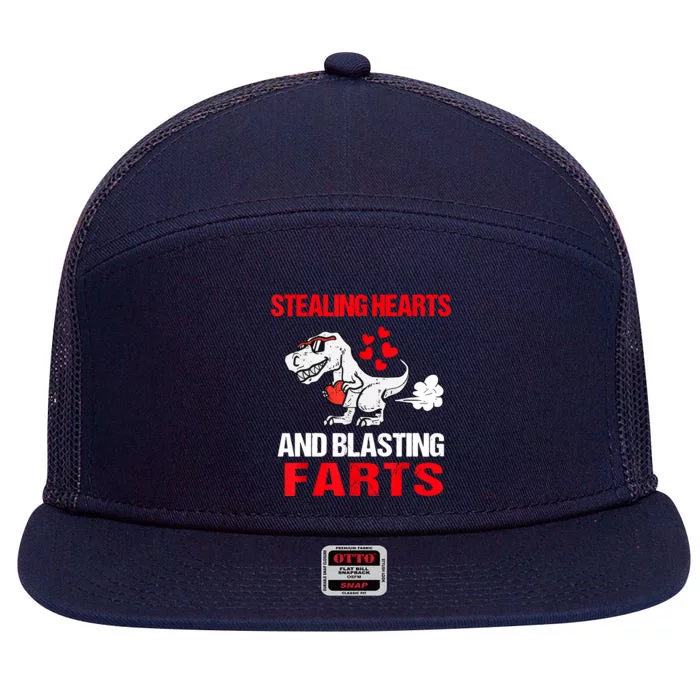 Stealing Hearts And Blasting Farts T Rex 7 Panel Mesh Trucker Snapback Hat