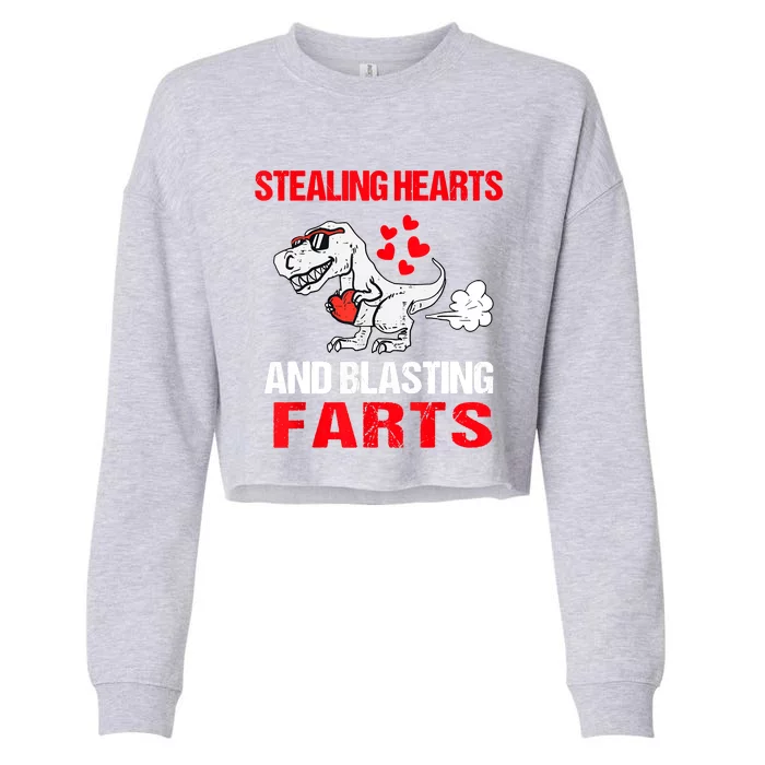 Stealing Hearts And Blasting Farts T Rex Cropped Pullover Crew