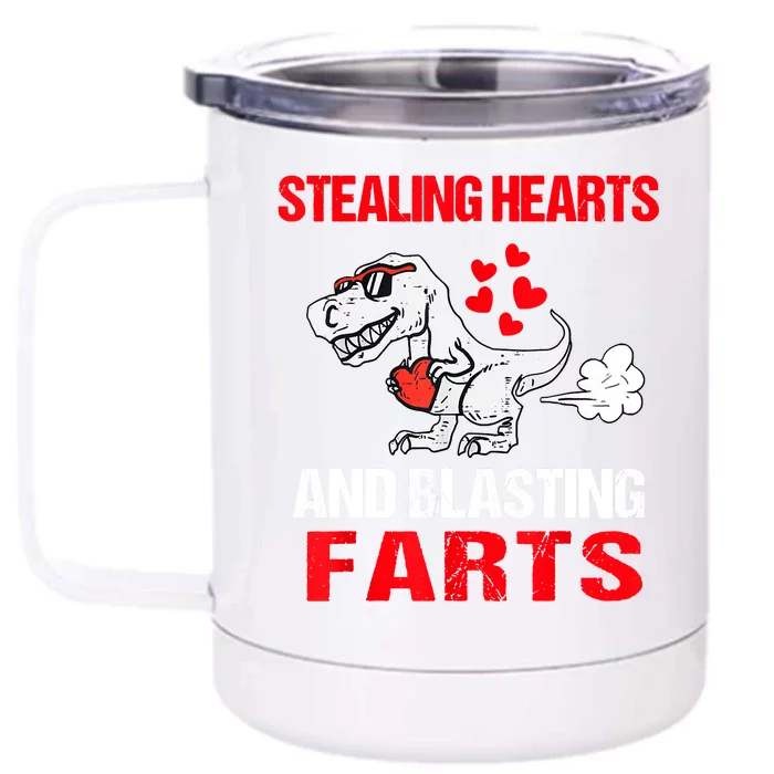 Stealing Hearts And Blasting Farts T Rex Front & Back 12oz Stainless Steel Tumbler Cup