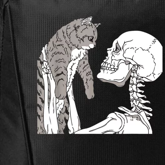 Skeleton Holding A Cat Shirt Lazy Halloween Costume Skull City Backpack