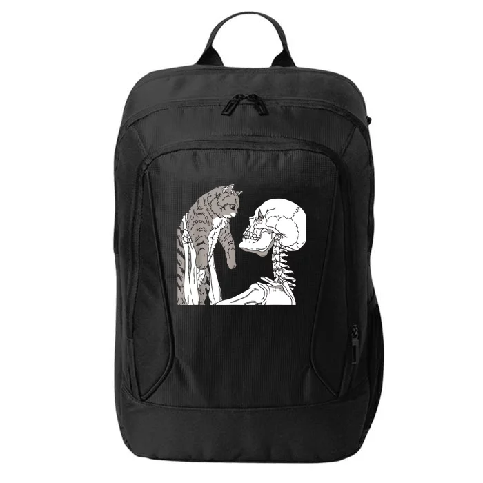 Skeleton Holding A Cat Shirt Lazy Halloween Costume Skull City Backpack