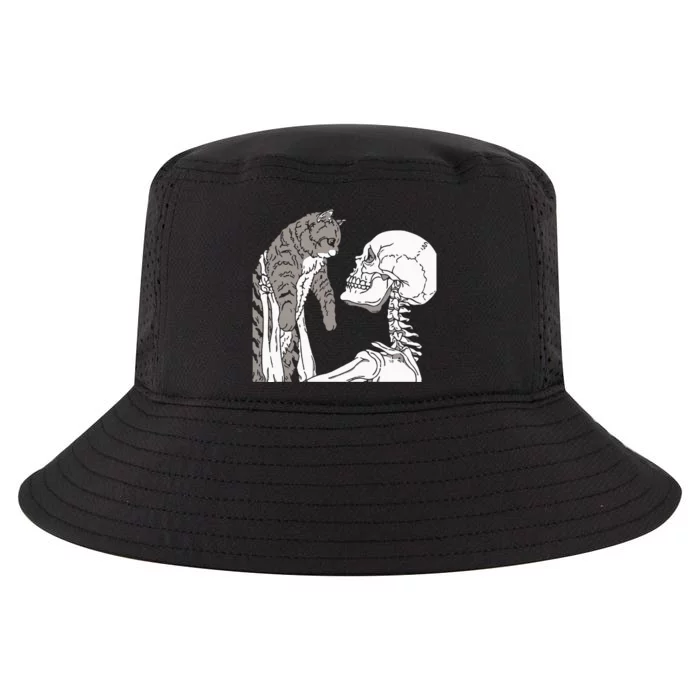 Skeleton Holding A Cat Lazy Halloween Costume Skull Cool Comfort Performance Bucket Hat