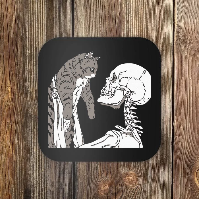 Skeleton Holding A Ca Lazy Halloween Costume Skull Coaster