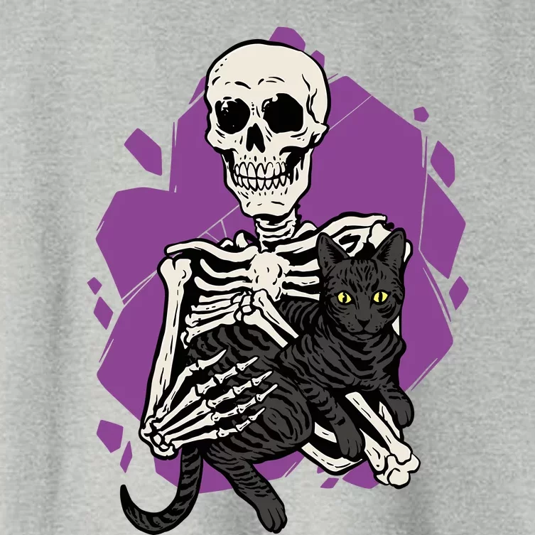 Skeleton Holding A Black Cat Lazy Halloween Costume Skull Women's Crop Top Tee