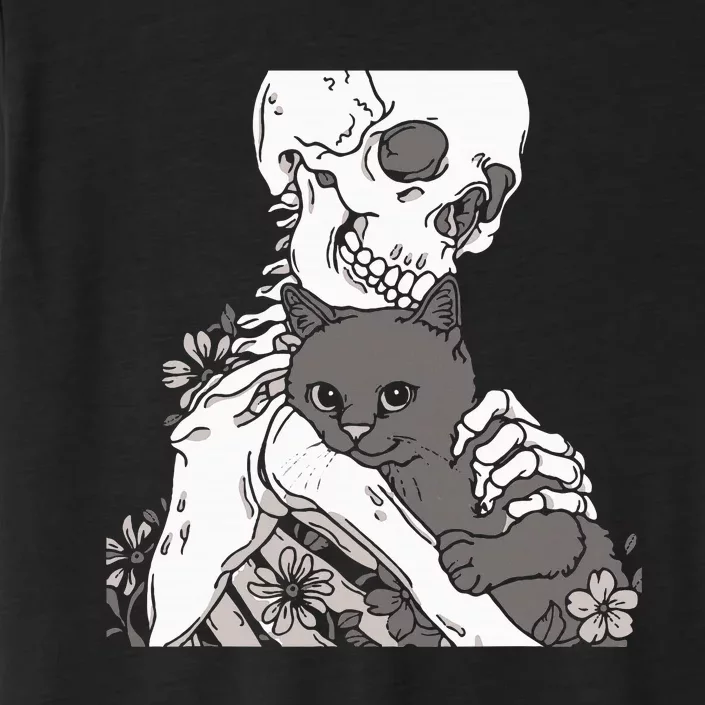 Skeleton Holding A Cat Lazy Halloween Costume Skull ChromaSoft Performance T-Shirt