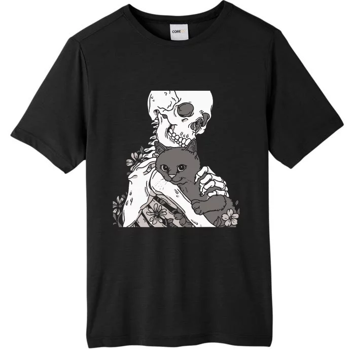 Skeleton Holding A Cat Lazy Halloween Costume Skull ChromaSoft Performance T-Shirt