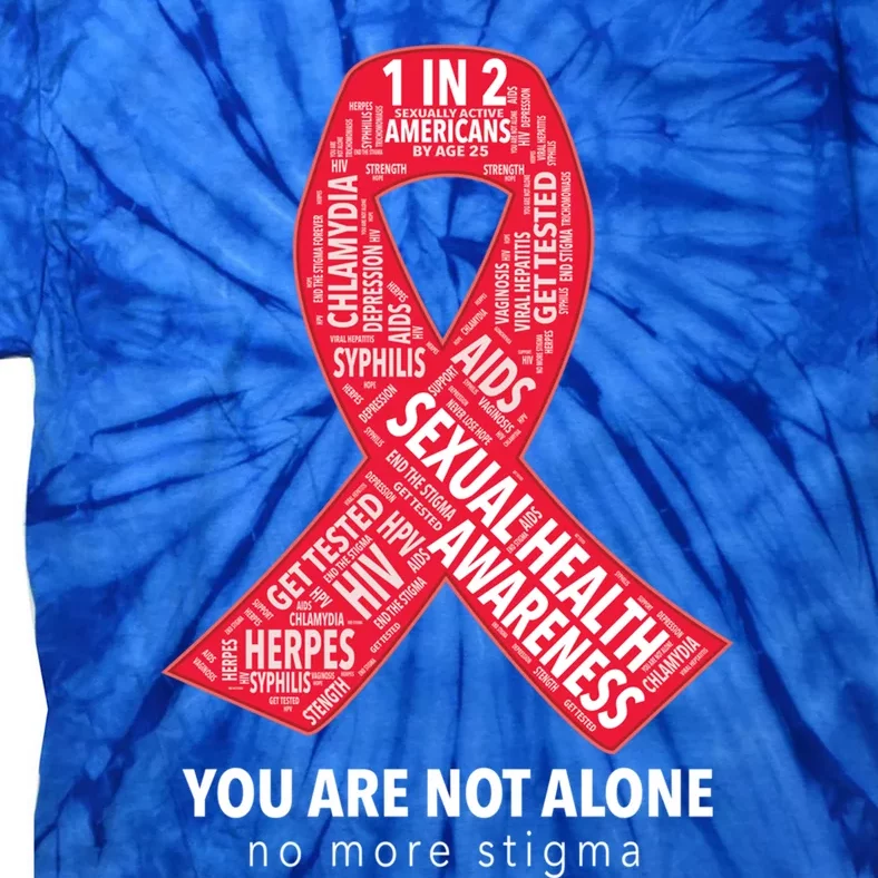 Sexual Health Awareness Ribbon Word Cloud Sti / Std Gift Tie-Dye T-Shirt