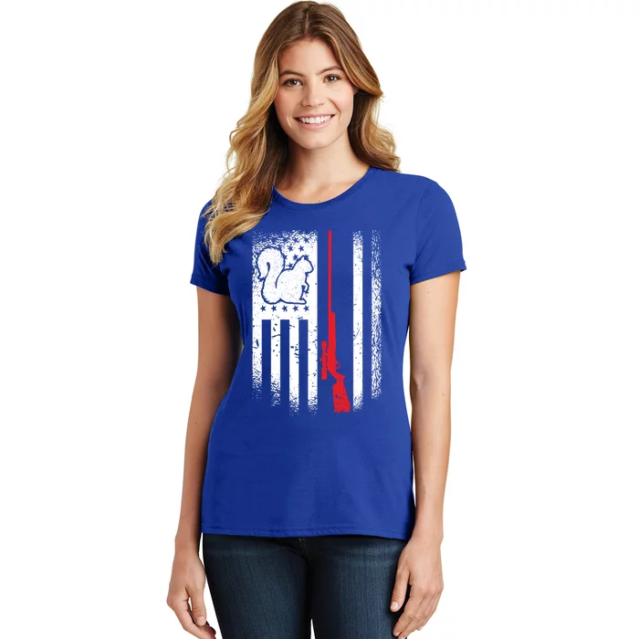 Squirrel Hunter American Flag Varmint Squirrel Hunting Gift Women's T-Shirt