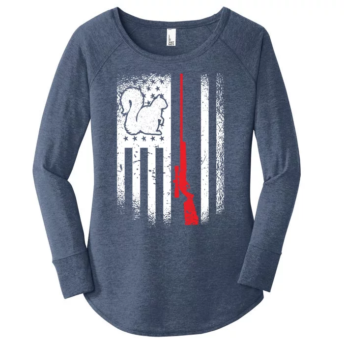 Squirrel Hunter American Flag Varmint Squirrel Hunting Gift Women's Perfect Tri Tunic Long Sleeve Shirt