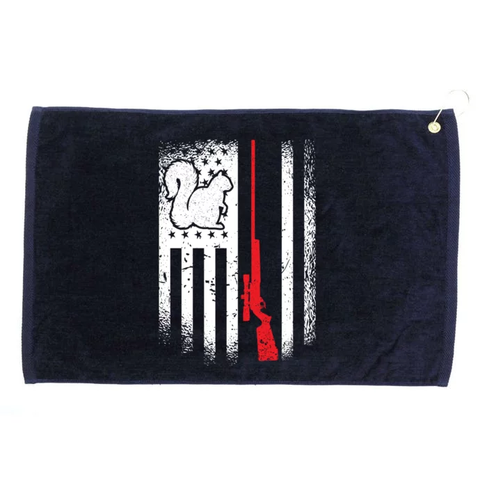 Squirrel Hunter American Flag Varmint Squirrel Hunting Gift Grommeted Golf Towel