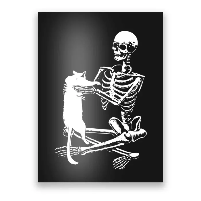 Skeleton Holding A Cat Lazy Halloween Costume Skull Poster