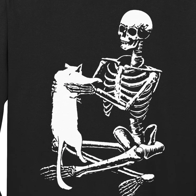 Skeleton Holding A Ca Lazy Halloween Costume Skull Long Sleeve Shirt