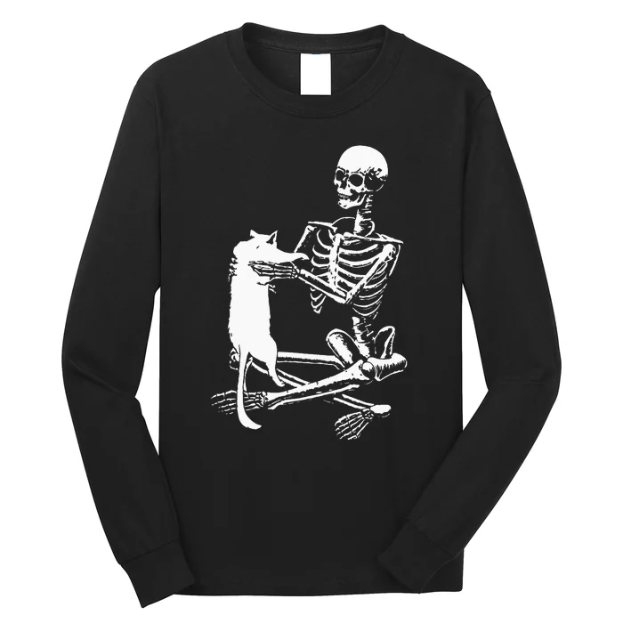 Skeleton Holding A Ca Lazy Halloween Costume Skull Long Sleeve Shirt