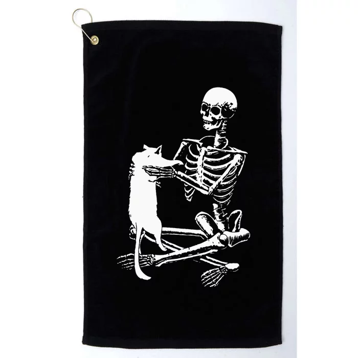 Skeleton Holding A Ca Lazy Halloween Costume Skull Platinum Collection Golf Towel