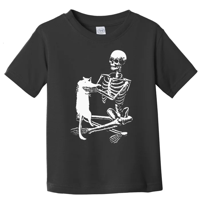 Skeleton Holding A Ca Lazy Halloween Costume Skull Toddler T-Shirt