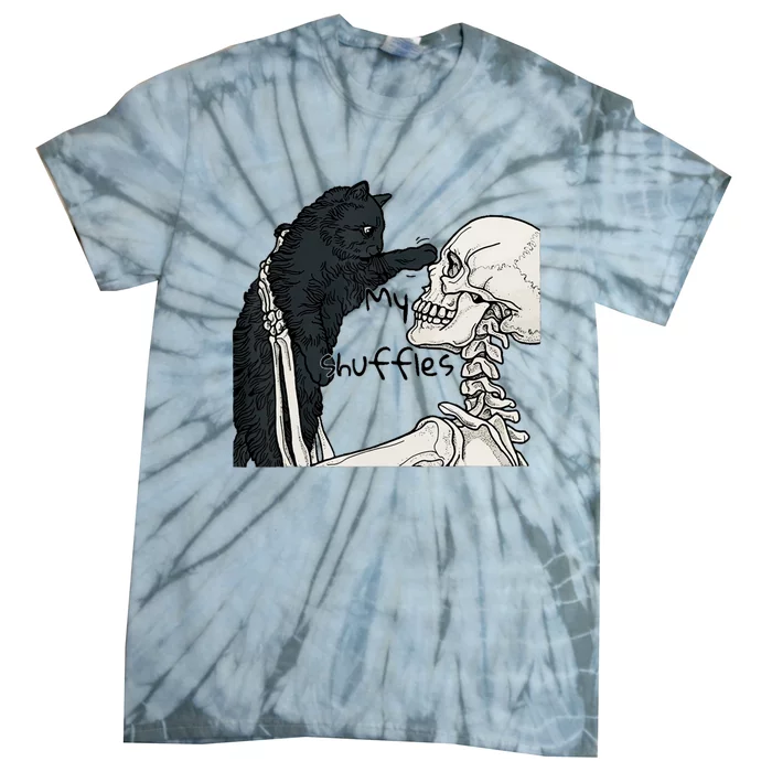 Skeleton Holding A Cat Lazy Halloween Costume Skull Tie-Dye T-Shirt