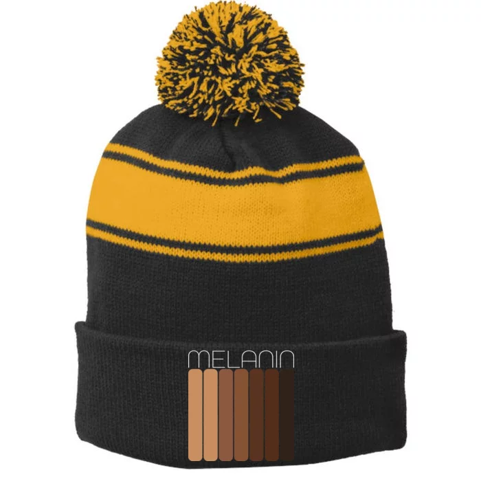 Shades Of Melanin Stripe Pom Pom Beanie