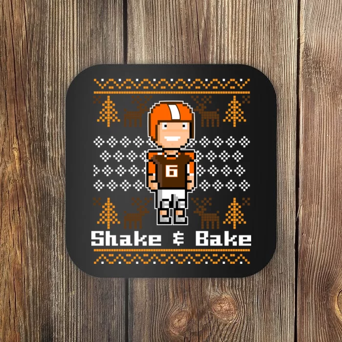 Shake & Bake Football Ugly Christmas Sweater Coaster