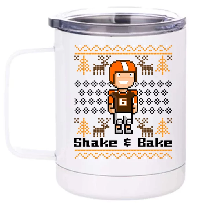 Shake & Bake Football Ugly Christmas Sweater Front & Back 12oz Stainless Steel Tumbler Cup