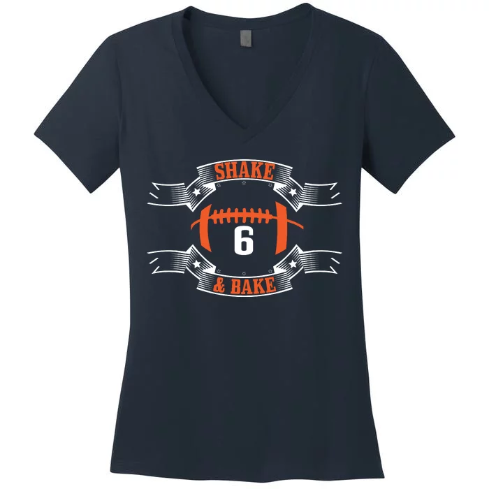 Shake and Bake No. 6 Football Women's V-Neck T-Shirt