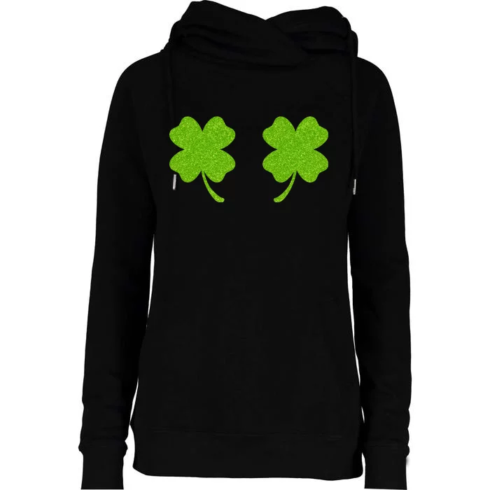 Shamrock Censors Boobs Womens Funnel Neck Pullover Hood