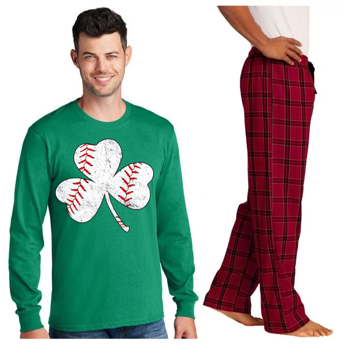 Shamrock Clover Leaf Baseball Long Sleeve Pajama Set