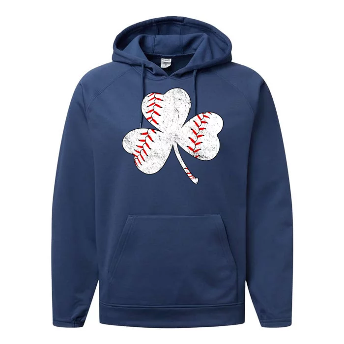 Shamrock Clover Leaf Baseball Performance Fleece Hoodie