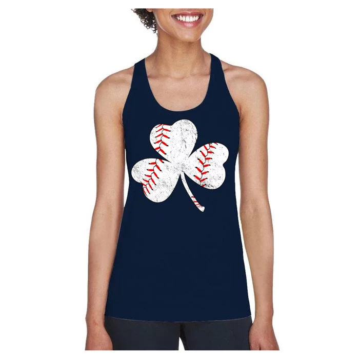 Shamrock Clover Leaf Baseball Women's Racerback Tank