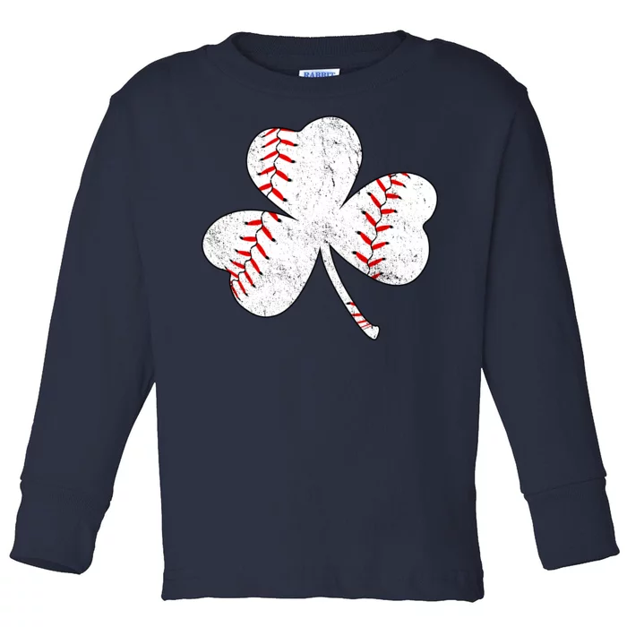 Shamrock Clover Leaf Baseball Toddler Long Sleeve Shirt