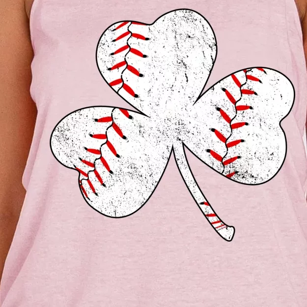 Shamrock Clover Leaf Baseball Women's Knotted Racerback Tank