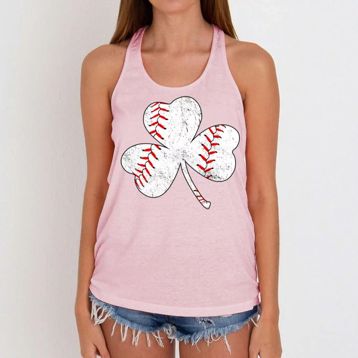 Shamrock Clover Leaf Baseball Women's Knotted Racerback Tank