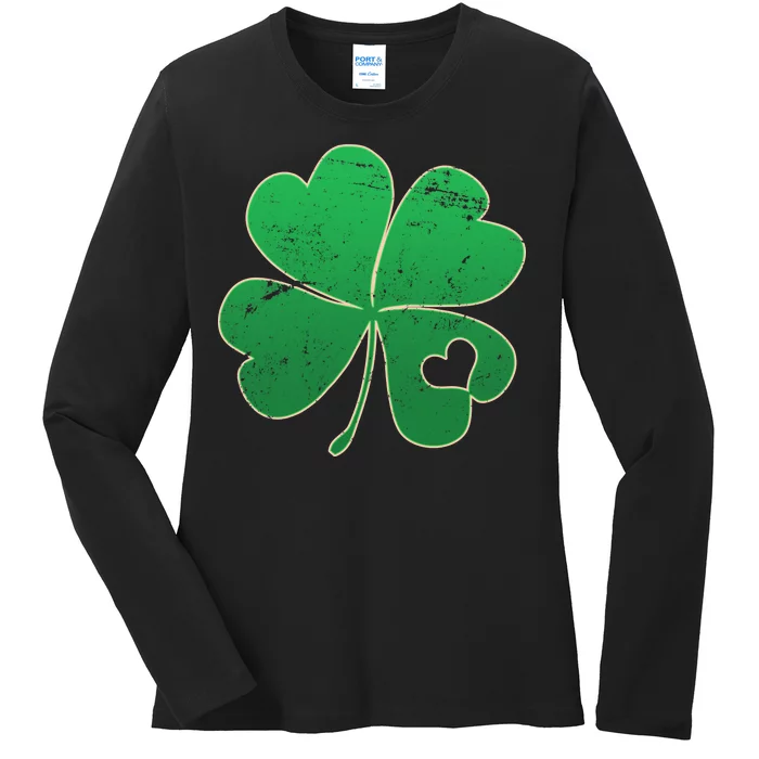 Shamrock Heart Ladies Long Sleeve Shirt