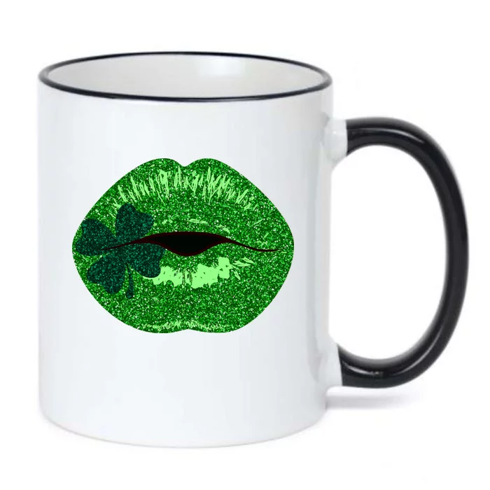 Shamrock Irish Clover Lips Black Color Changing Mug