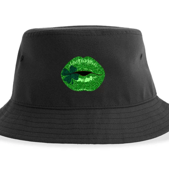 Shamrock Irish Clover Lips Sustainable Bucket Hat