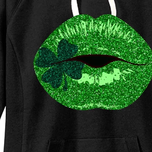 Shamrock Irish Clover Lips Women's Fleece Hoodie