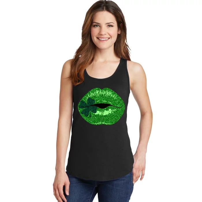 Shamrock Irish Clover Lips Ladies Essential Tank