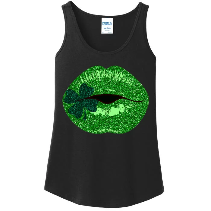 Shamrock Irish Clover Lips Ladies Essential Tank