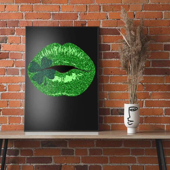 Shamrock Irish Clover Lips Poster