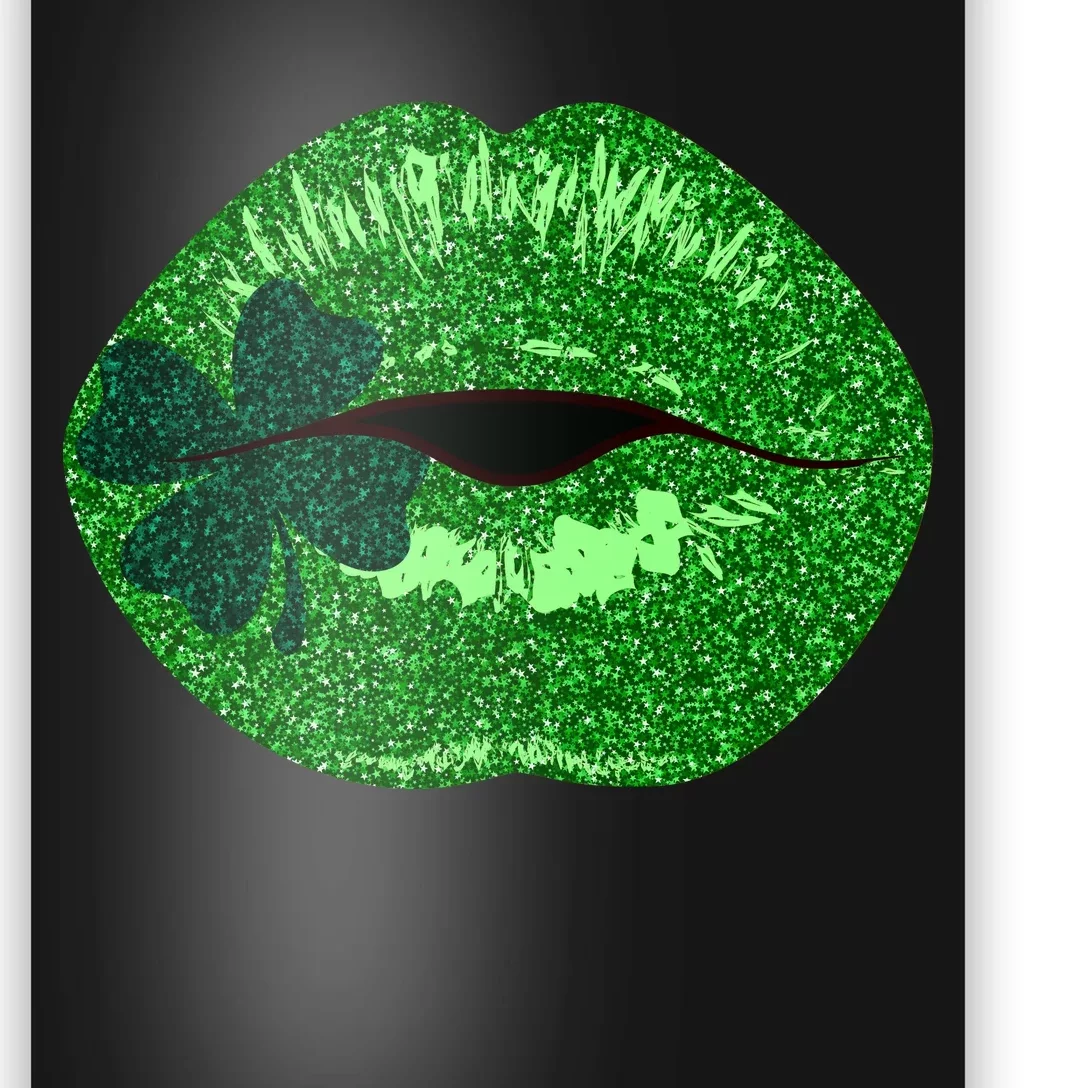 Shamrock Irish Clover Lips Poster