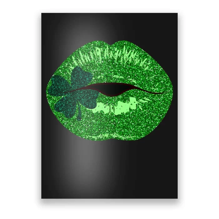 Shamrock Irish Clover Lips Poster