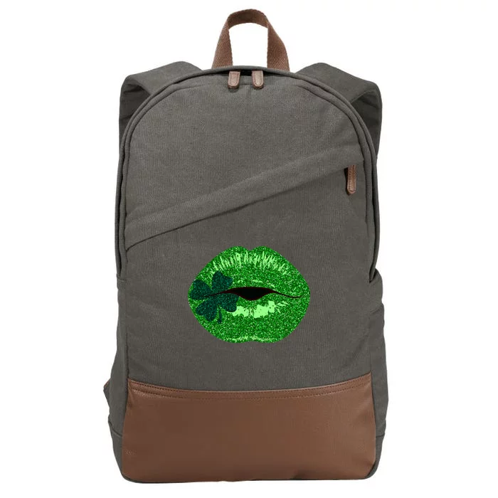 Shamrock Irish Clover Lips Cotton Canvas Backpack