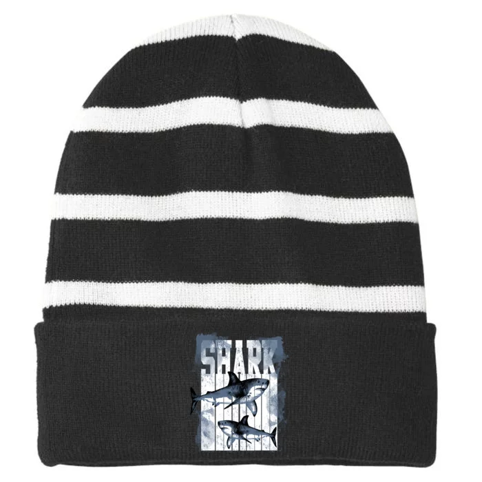 Shark Striped Beanie with Solid Band